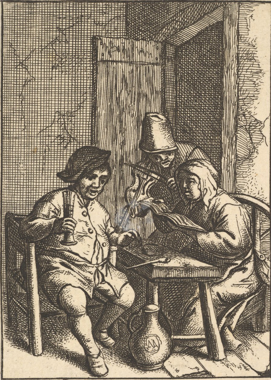 Syngende par og violin, 1610-85. af Unbekannt