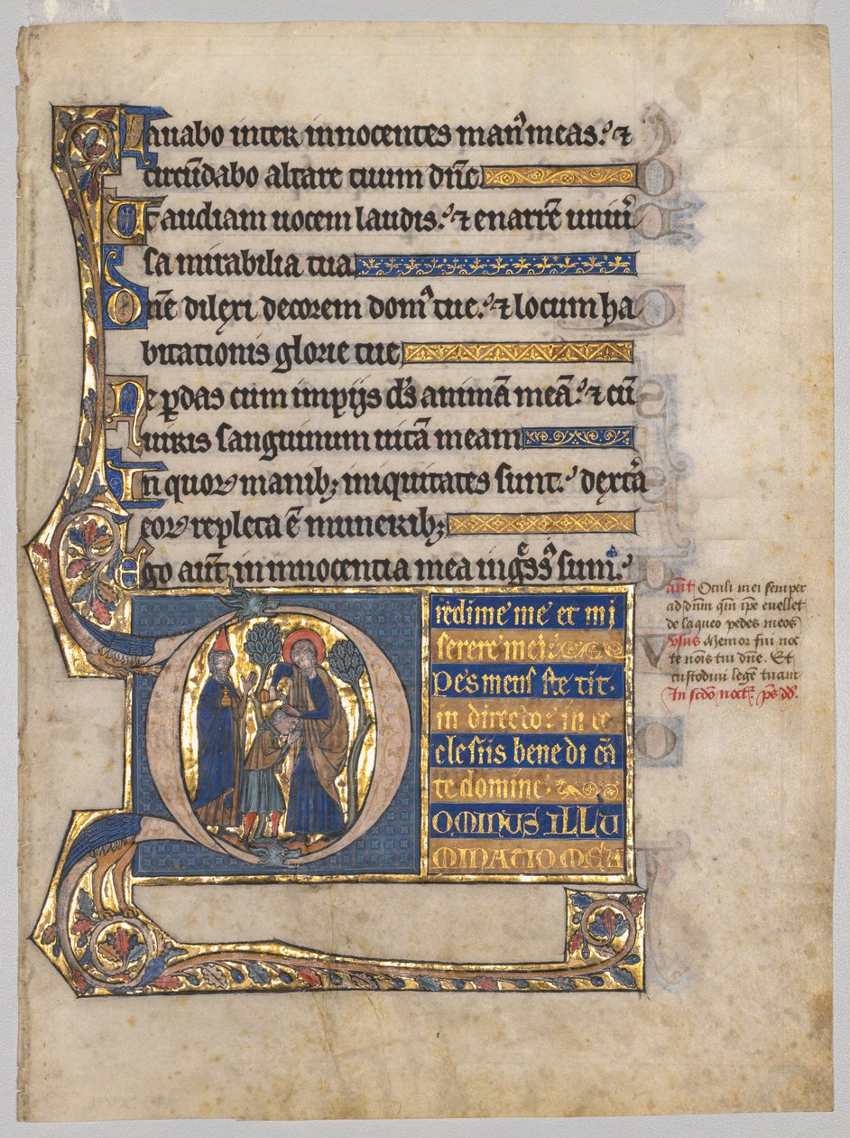 Enkelt blad udskåret fra en Psalter: Indledende D[ominus illuminatio mea] med Samuel, ca. 1270-1290. af Unbekannt