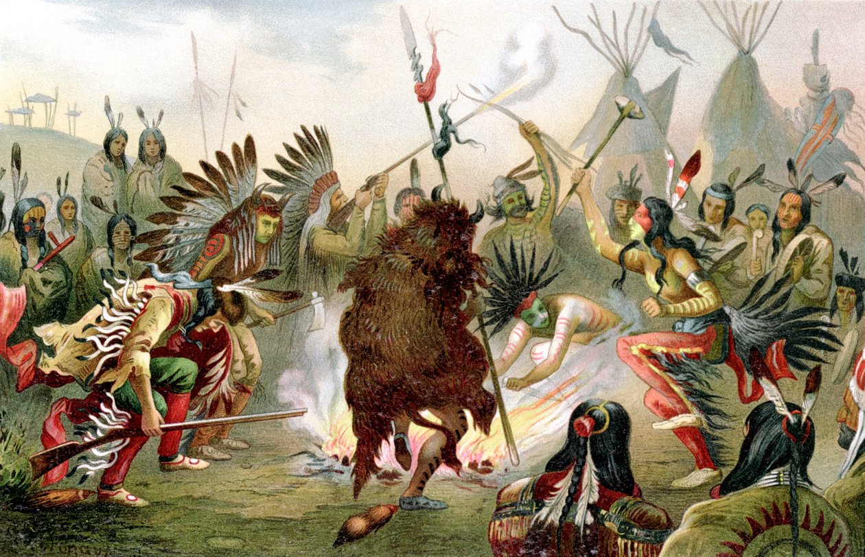 Sioux krigsdans, 1888 af Unbekannt