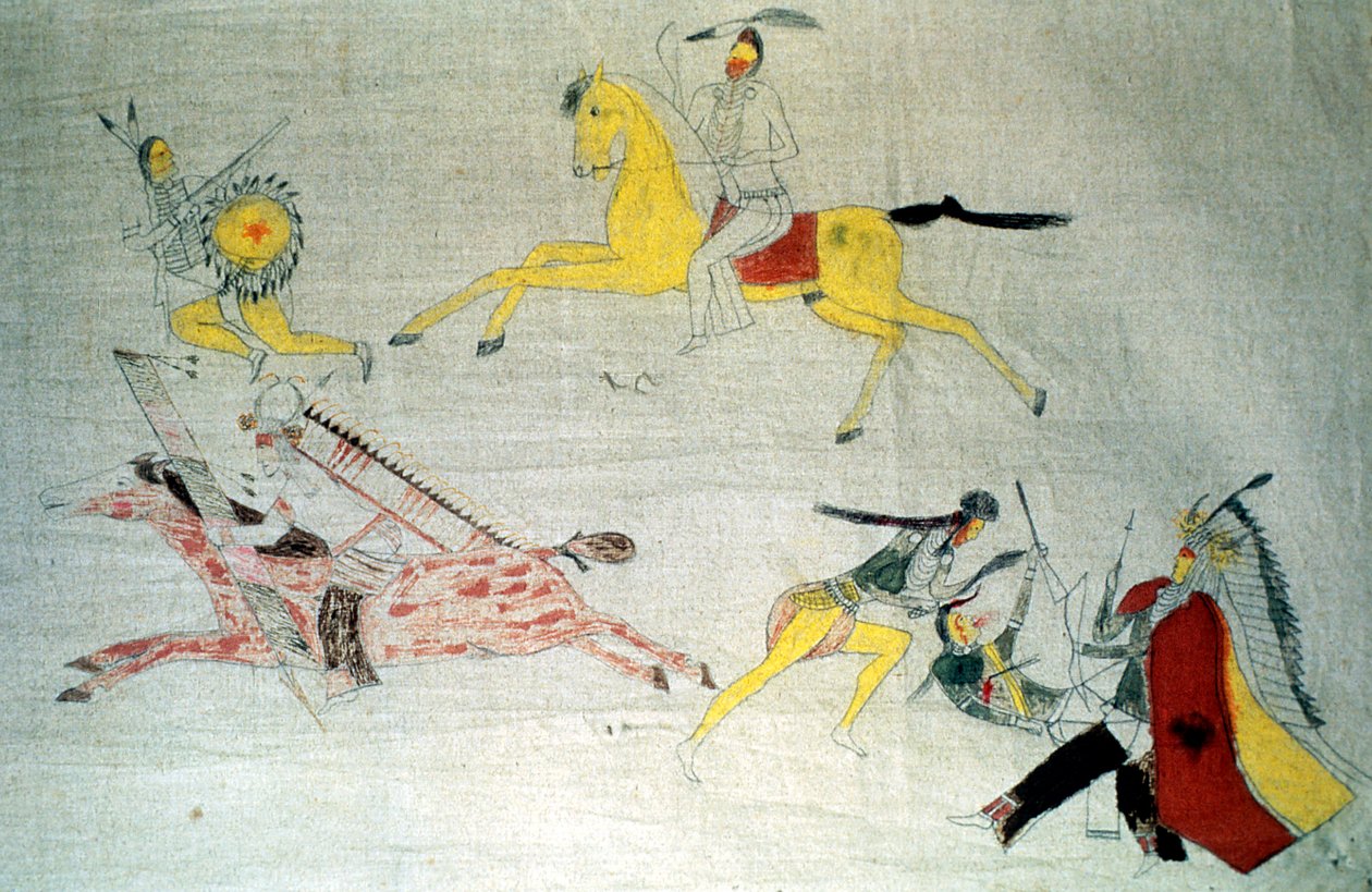 Sioux krigere i kamp, c1890 af Unbekannt