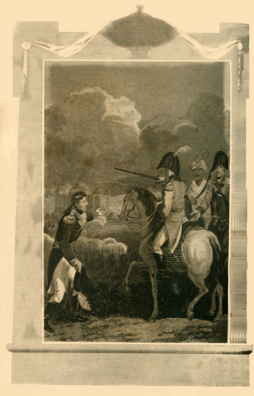 Sir Arthur Wellesley kommanderende i slaget ved Assaye, 1803, 1816. af Unbekannt