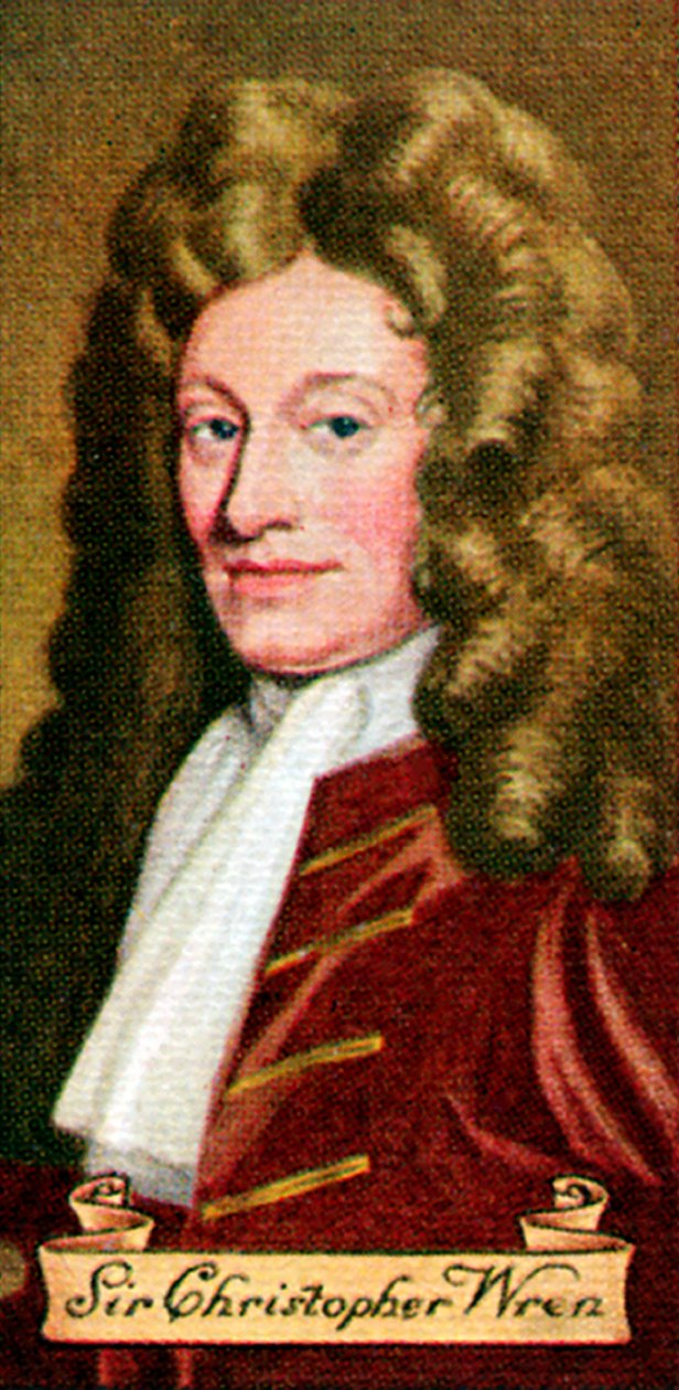 Sir Christopher Wren, taget fra en række cigaretkort, 1935 af Unbekannt
