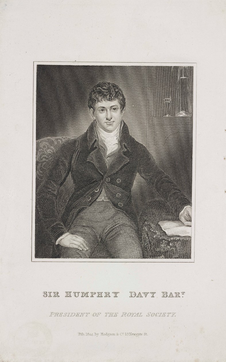 Sir Humphry Davy, engelsk kemiker, c 1824 af Unbekannt