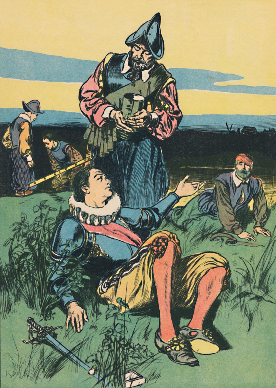 Sir Philip Sidney and the Dying Soldier, c1907 af Unbekannt