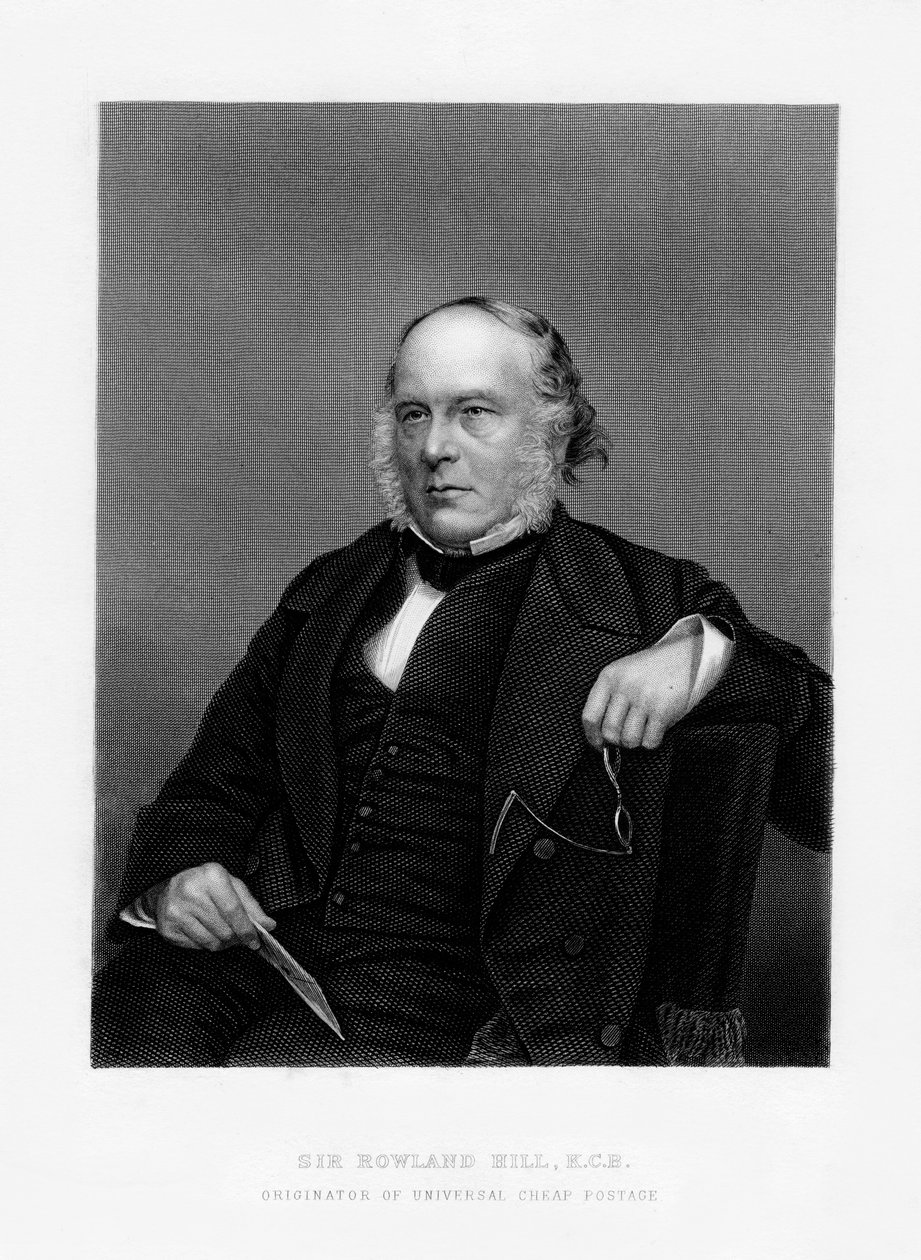 Sir Rowland Hill, britisk lærer, pamfletfører og skaberen af penny porto, 1800-tallet af Unbekannt