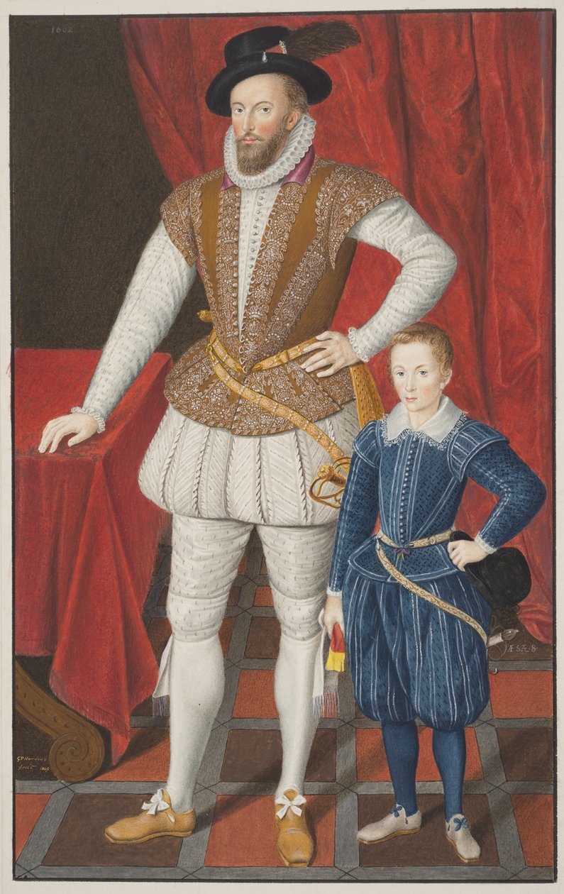 Sir Walter Raleigh og søn, 1602 af Unbekannt