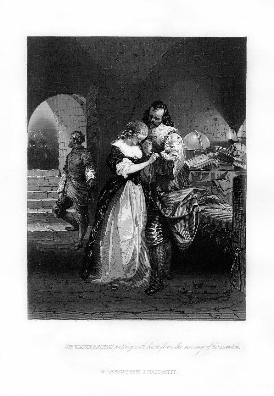 Sir Walter Raleigh skiller sin kone af om morgenen efter hans henrettelse, 1618, 1872 af Unbekannt