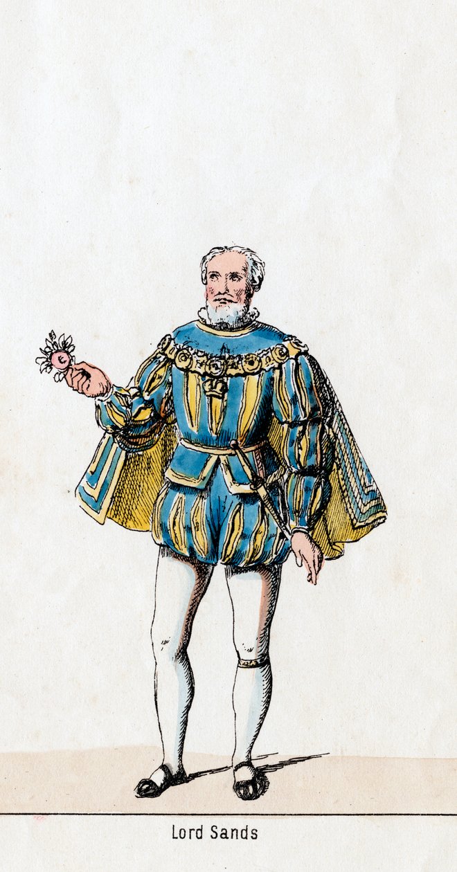 Sir William Sands, kostumedesign til Shakespeares skuespil, Henry VIII, 1800-tallet af Unbekannt