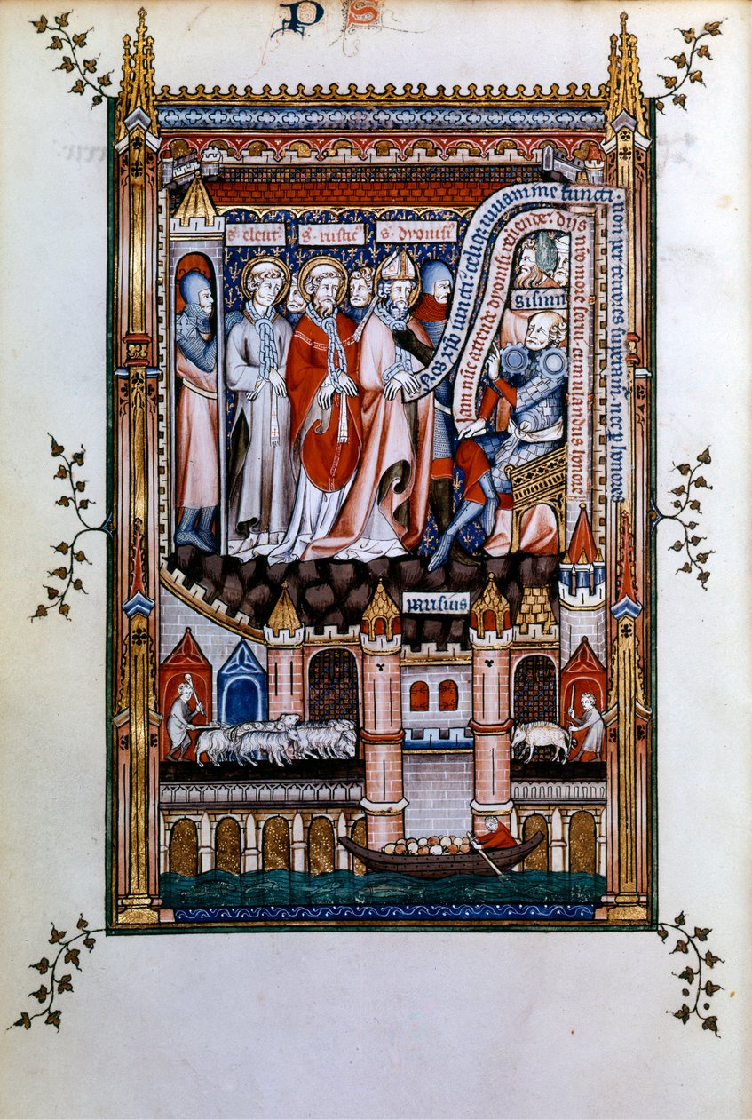 Sisinnius formaner den hellige Denis til at give afkald på sin tro, 1317 af Unbekannt