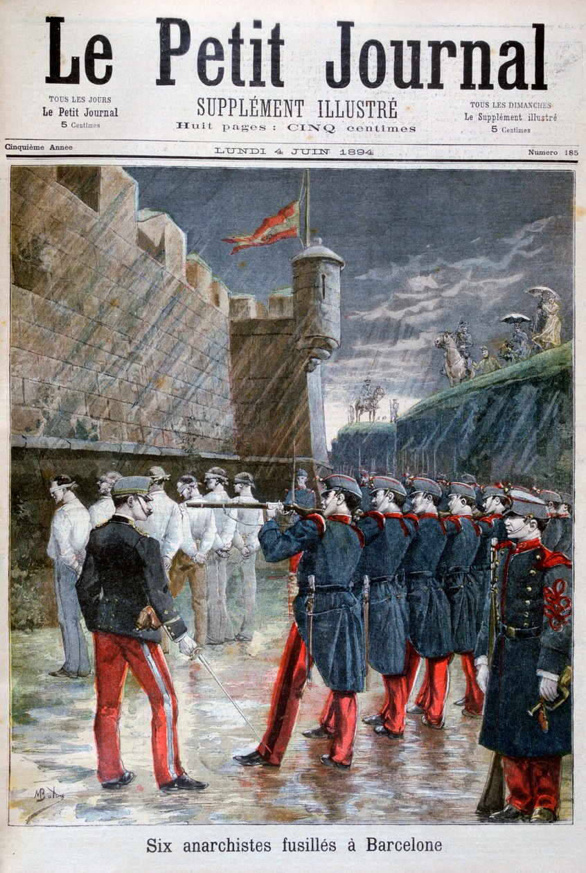 Seks anarkister henrettet i Barcelona, 1894 af Unbekannt
