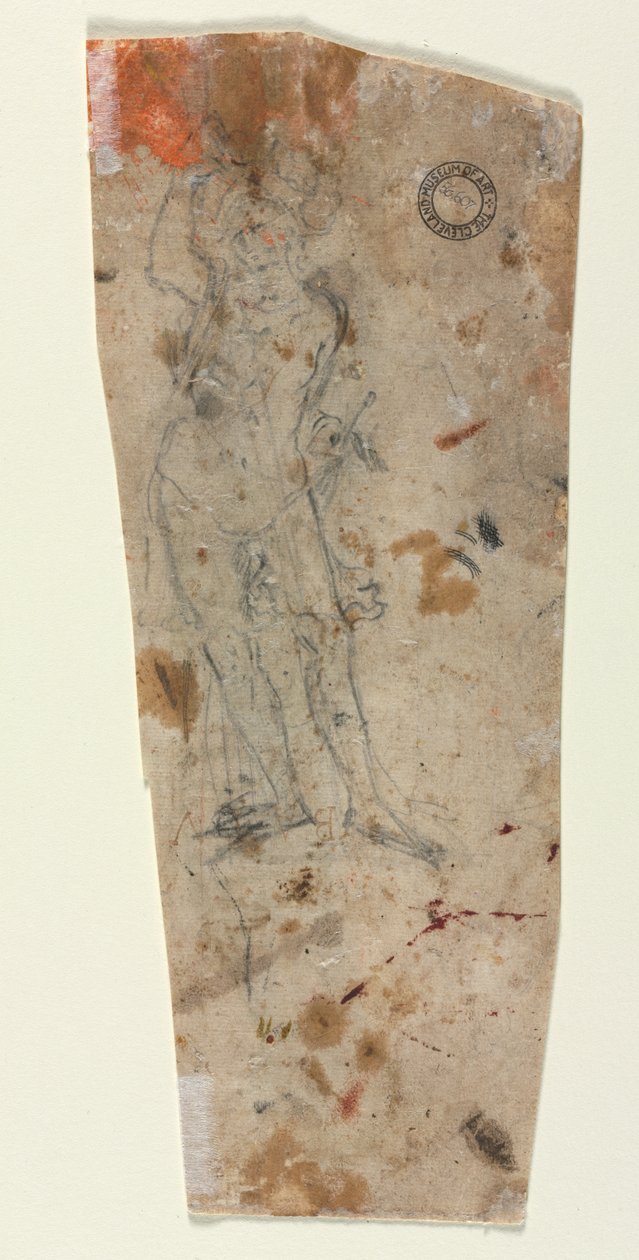 Skitse af en pansret mandlig figur, 1600-tallet. af Unbekannt