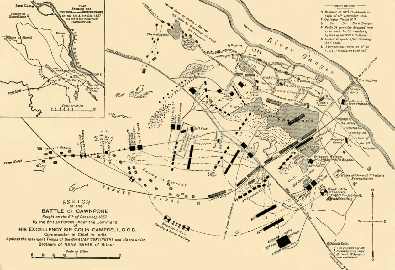 Skitse af slaget ved Cawnpore, 1857, 1901. af Unbekannt