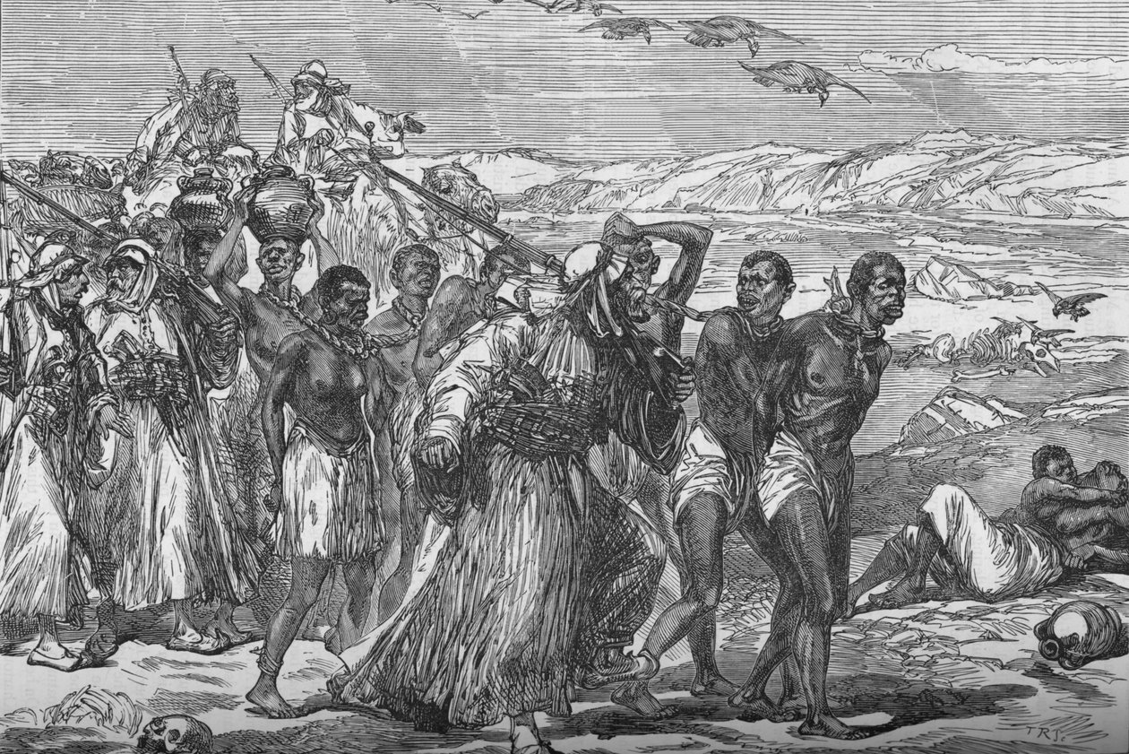 Slavebande krydser den afrikanske ørken, c1881-85 af Unbekannt