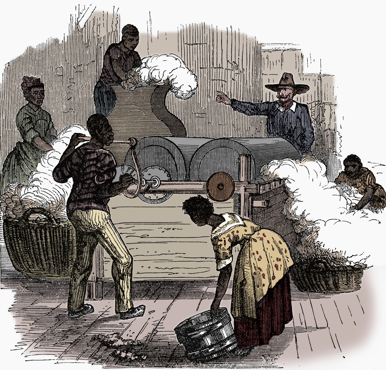 Slavearbejde på en bomuldsplantage i de sydlige stater i Amerika, 1860 af Unbekannt