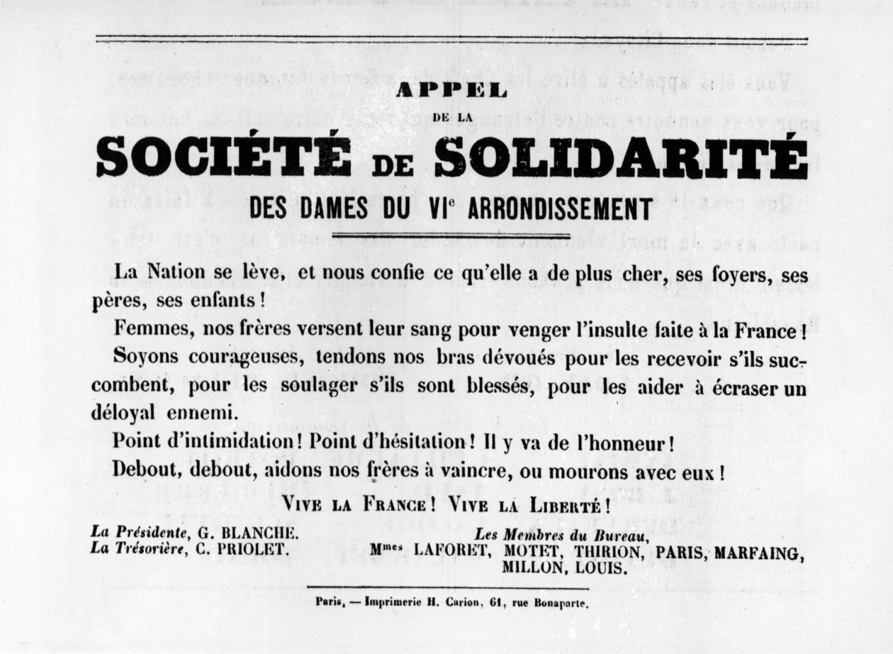 Societe de Solidarite, fra franske politiske plakater af Pariserkommunen, maj 1871 af Unbekannt