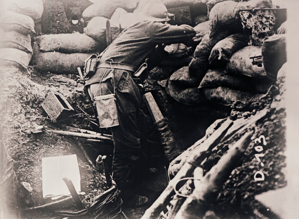 Soldat i skyttegrave, c1914-c1918 af Unbekannt