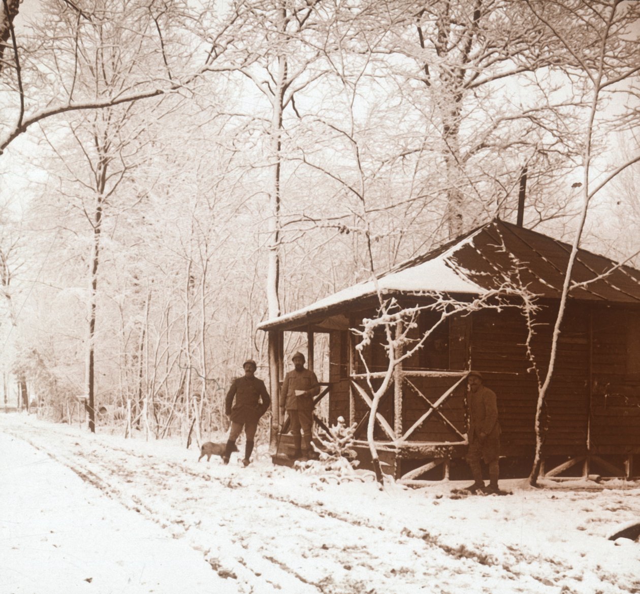 Soldater i sneen, Marquenterre, Nordfrankrig, c1914-c1918 af Unbekannt