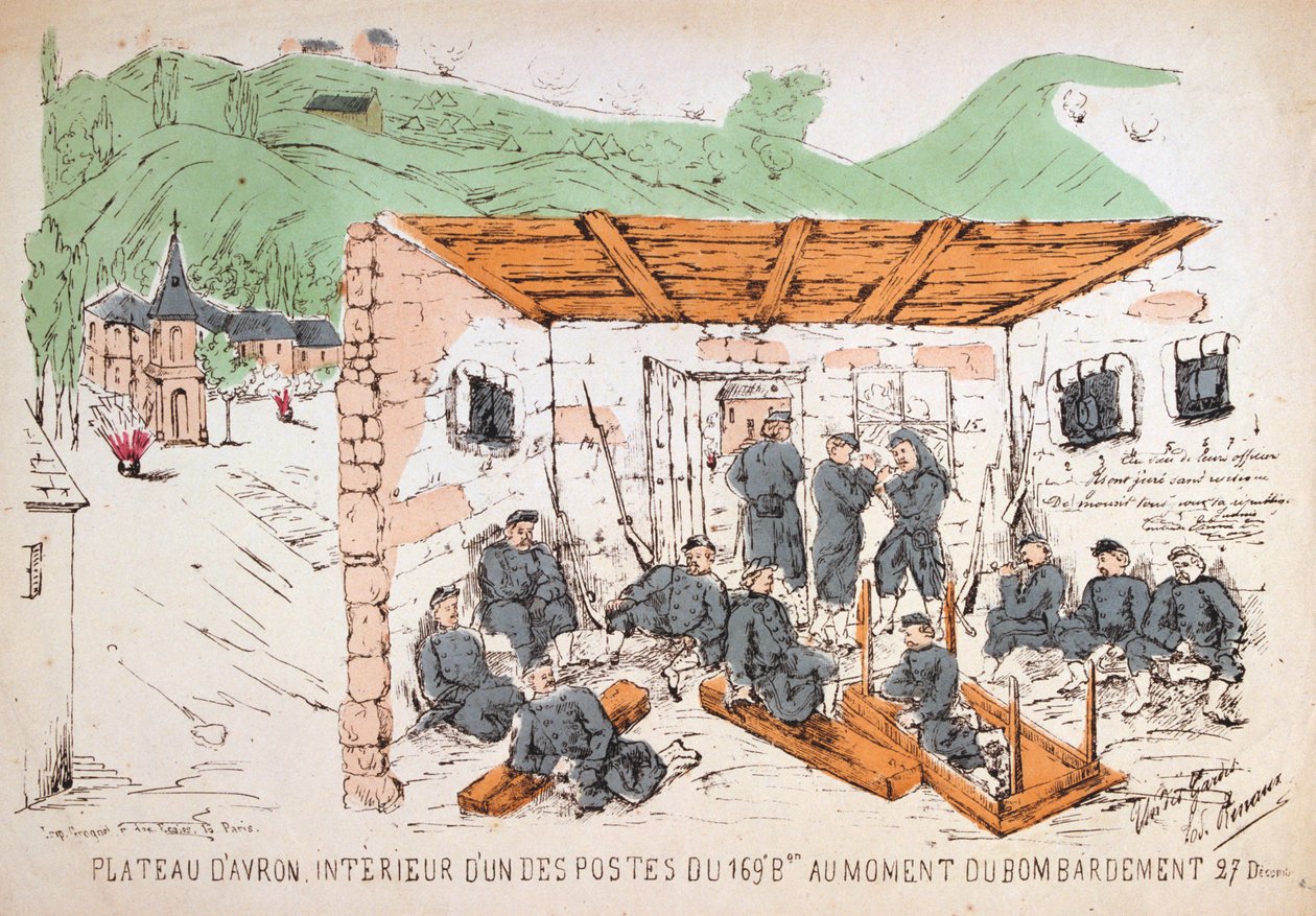 Soldater inde i en bygning under et bombardement, fransk-preussisk krig, december 1870 af Unbekannt