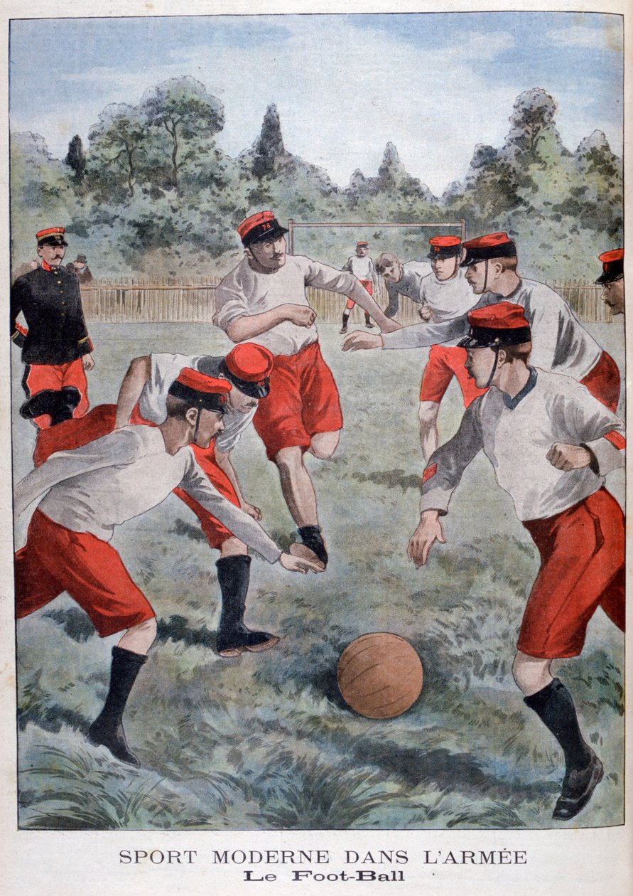 Soldater fra den franske hær spiller fodbold, 1902 af Unbekannt