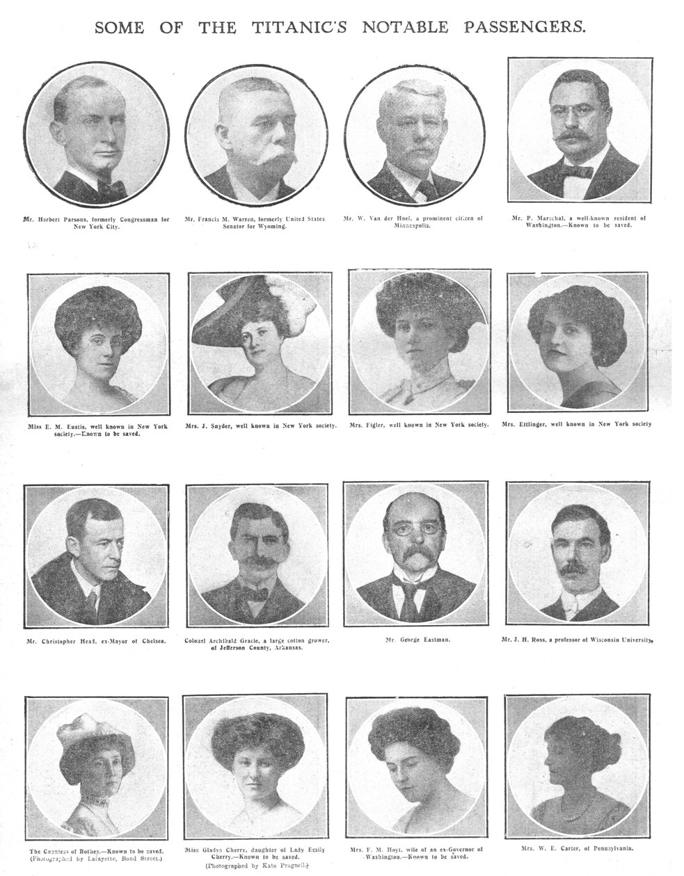 Nogle af Titanics Notable Passengers, 20. april 1912. af Unbekannt