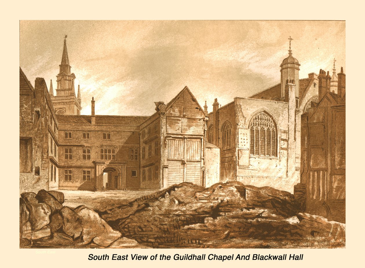 South East View Guildhall Chapel og Blackwell Hall, 1886 af Unbekannt