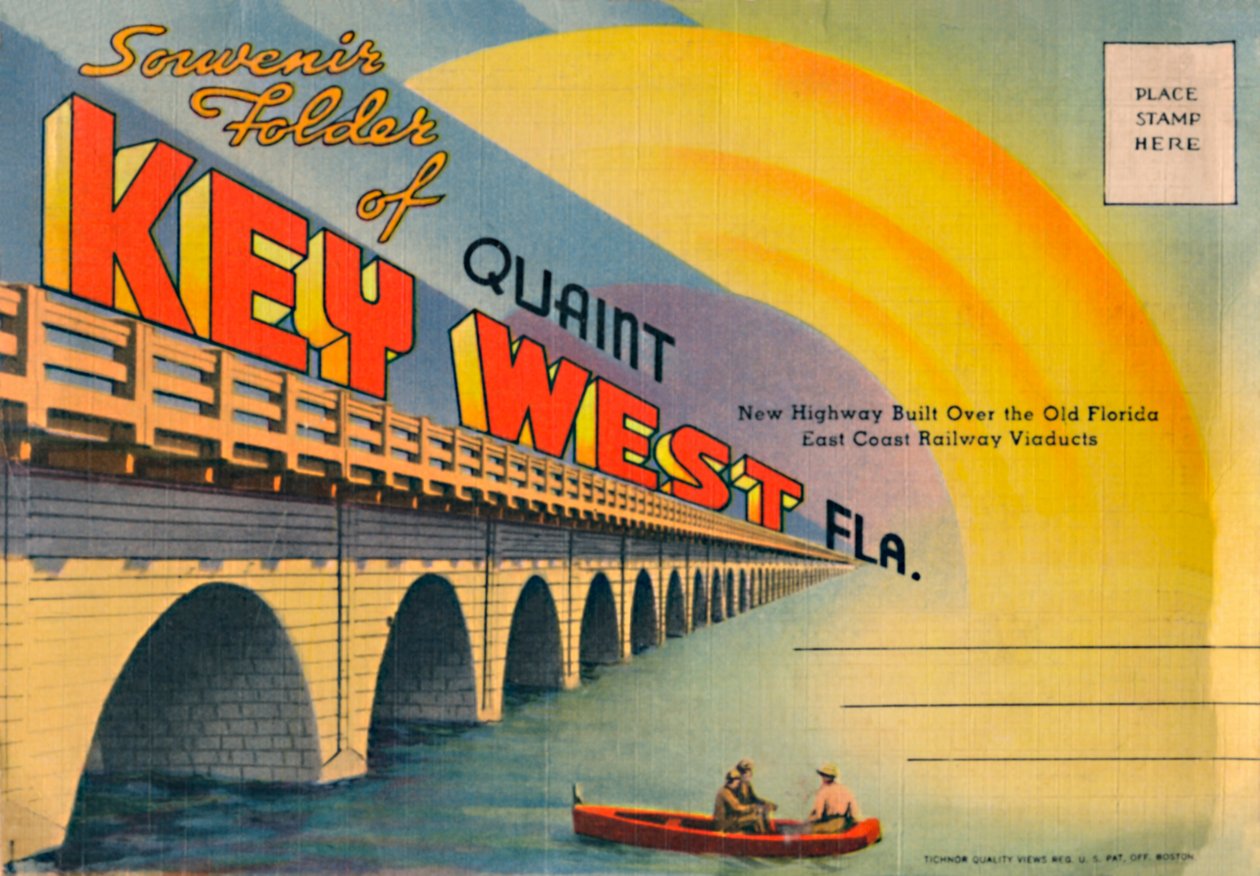 Souvenirmappe fra Quaint Key West Fla. - New Highway, c1940