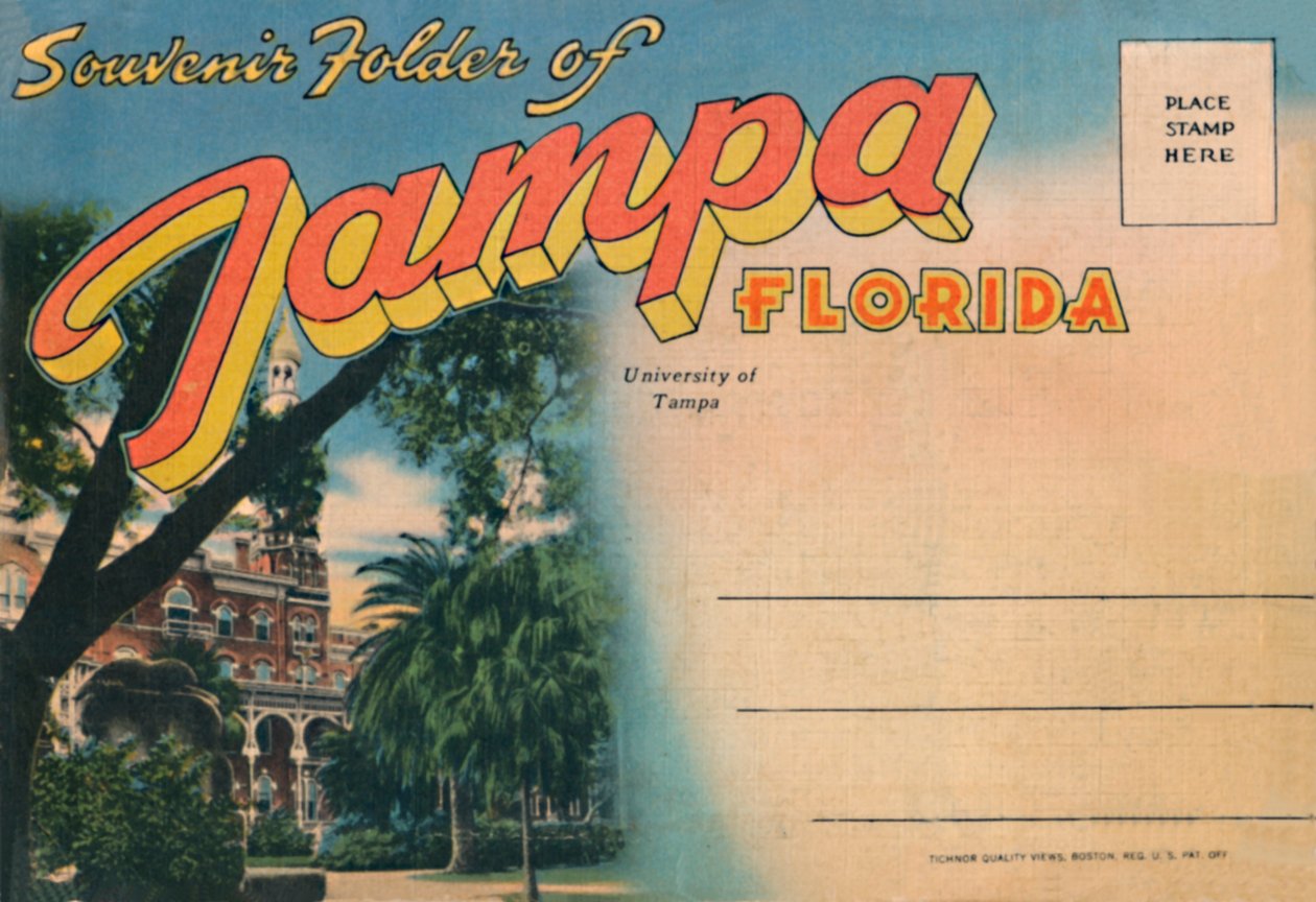 Souvenirmappe fra Tampa, Florida - University of Tampa, c1940