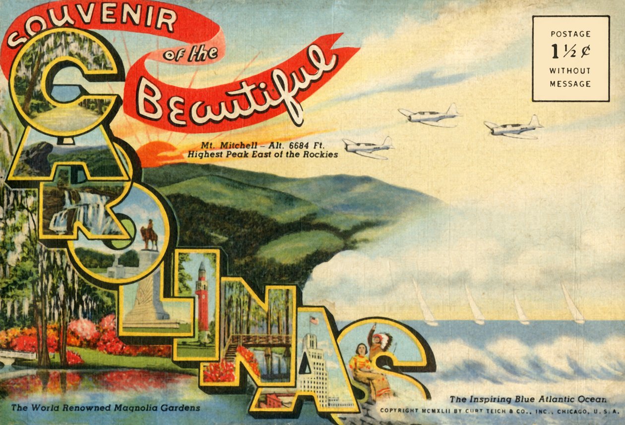 Souvenir of the Beautiful Carolinas postkort, 1942. af Unbekannt
