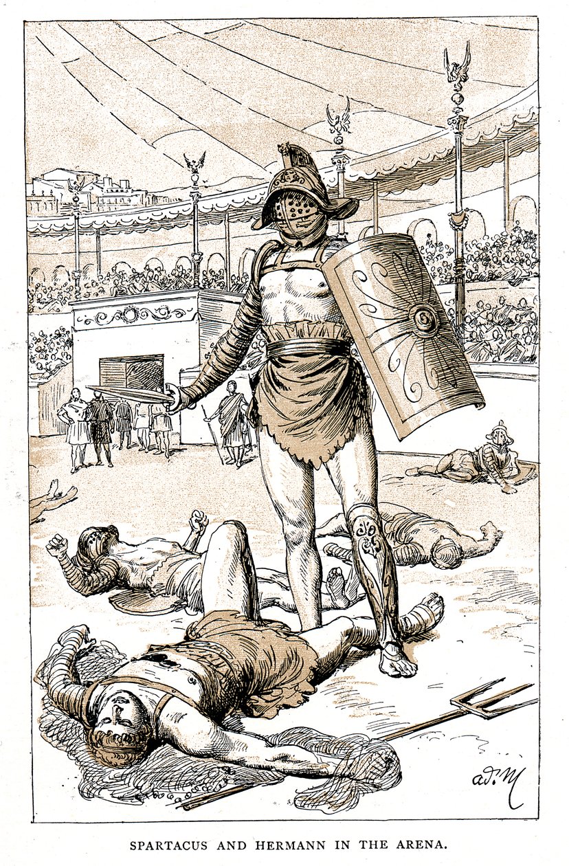 Spartacus og Hermann i Arenaen, slutningen af det 19. århundrede af Unbekannt