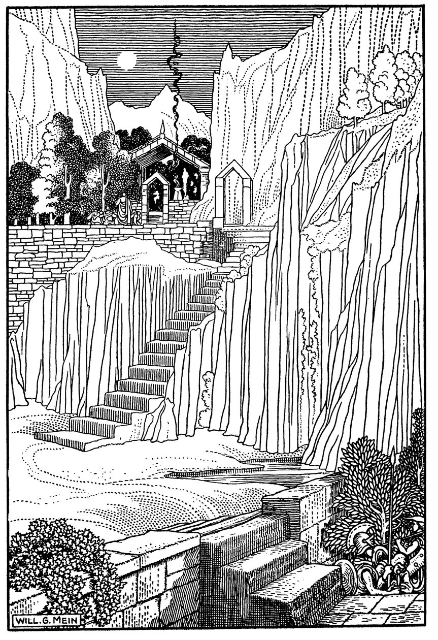 Spartanere spørger oraklet i Delphi, om de skulle føre krig mod Athen, c431 f.Kr. 1910 af Unbekannt