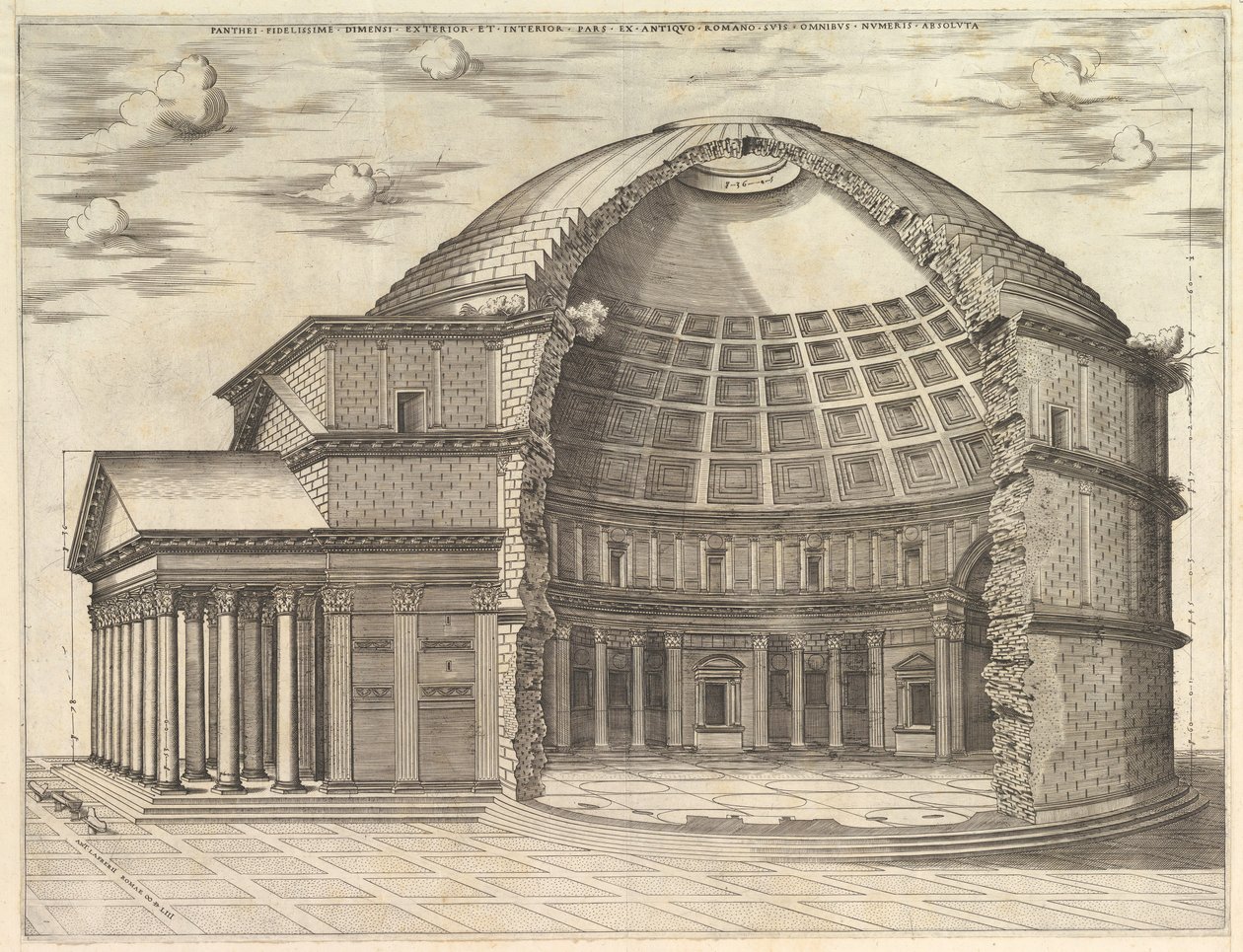 Pantheon, brudt væk for at vise interiøret, 1553 af Unbekannt