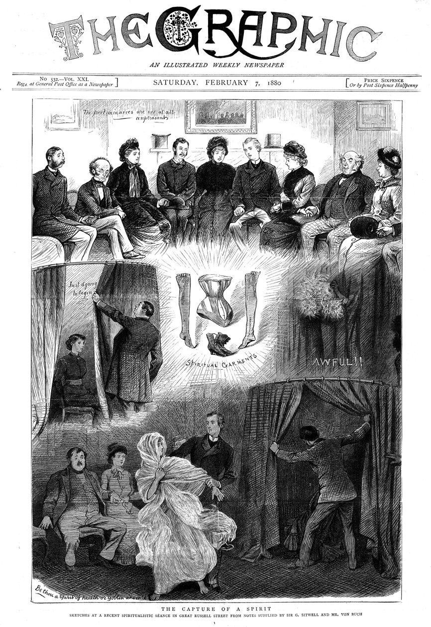 Spirit afsløret ved en London-seance, 1880 af Unbekannt