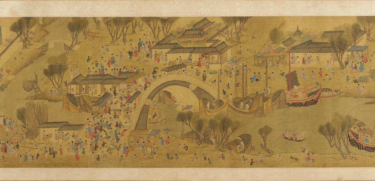 Forårsfest ved floden, Qing-dynastiet, 1700-tallet. af Unbekannt