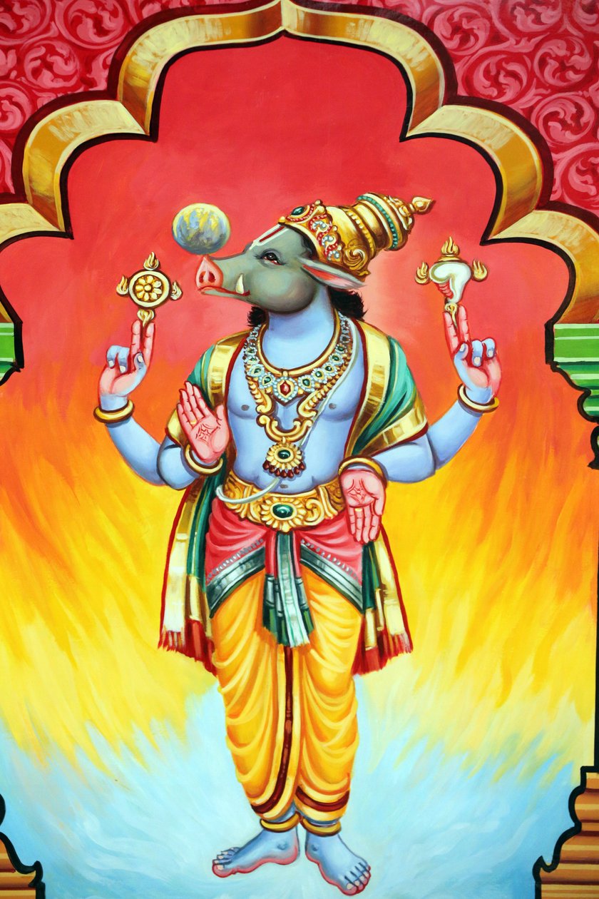 Sri Vadapathira Kaliamman hinduistiske tempel. Avatar af Vishnu. Varaha 3. inkarnation. Singapore af Unbekannt