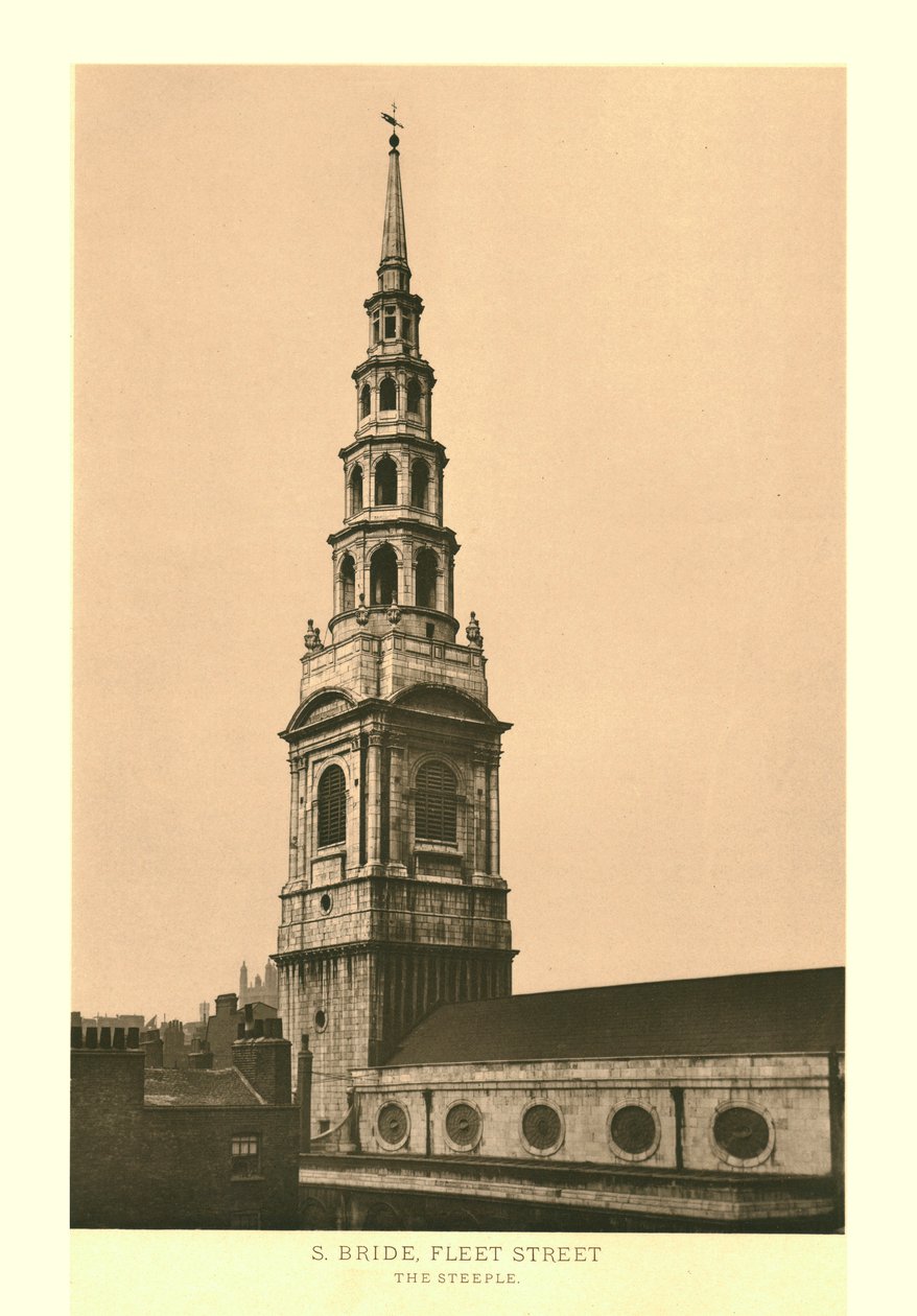 St Bride, Fleet Street, The Steeple, midten af slutningen af det 19. århundrede. af Unbekannt