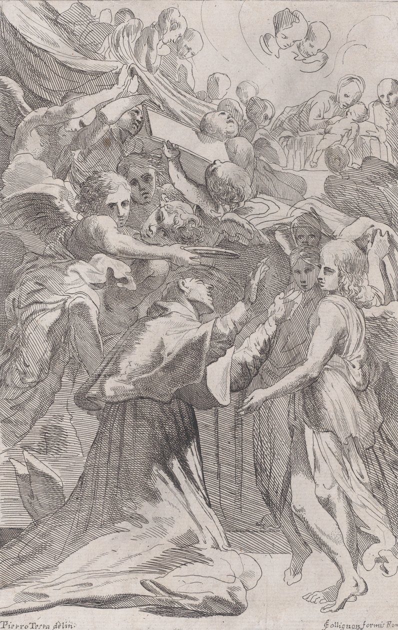 Sankt Carlo Borromeo omgivet af engle, 1650-70. af Unbekannt