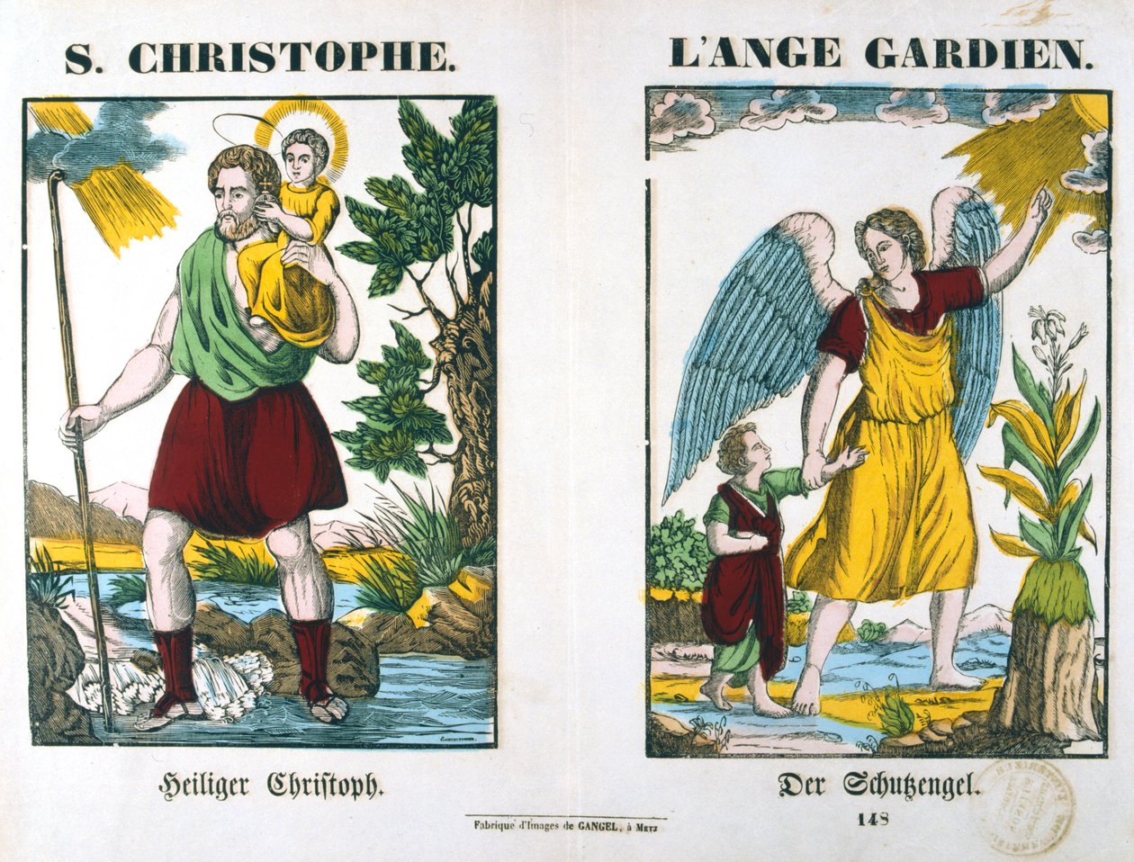Sankt Christopher og en skytsengel, 1800-tallet af Unbekannt