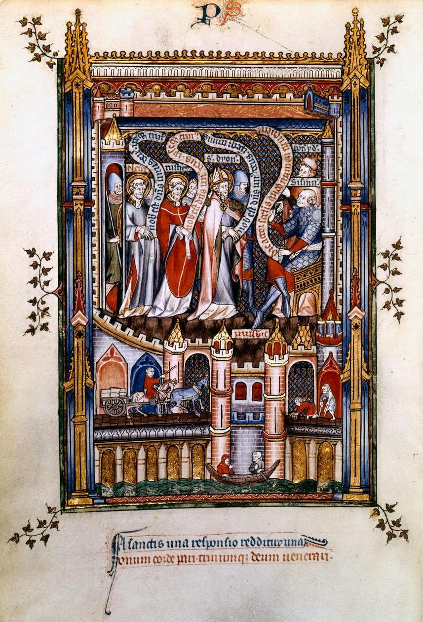St Denis, St Rusticus og St Eleutherius før Sisinnius, 1317 af Unbekannt