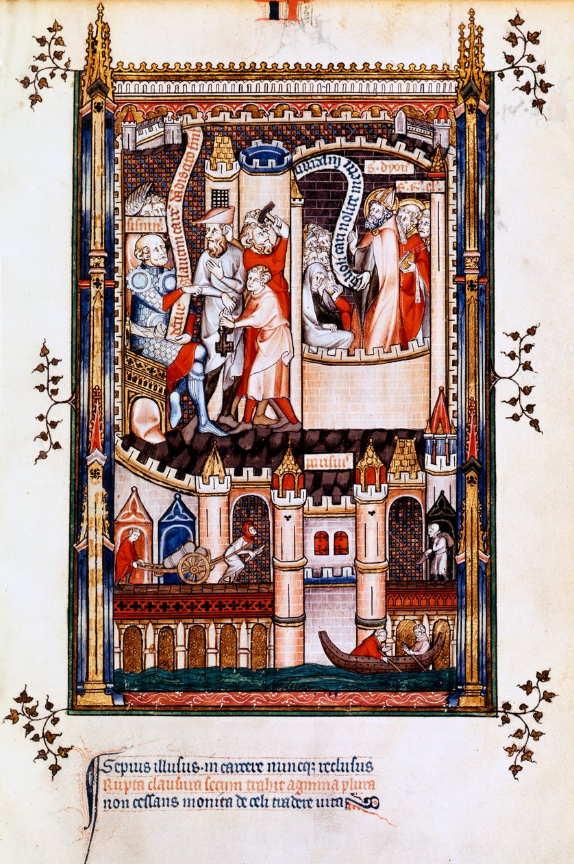 St Denis, St Rusticus og St Eleutherius i fængsel, 1317 af Unbekannt