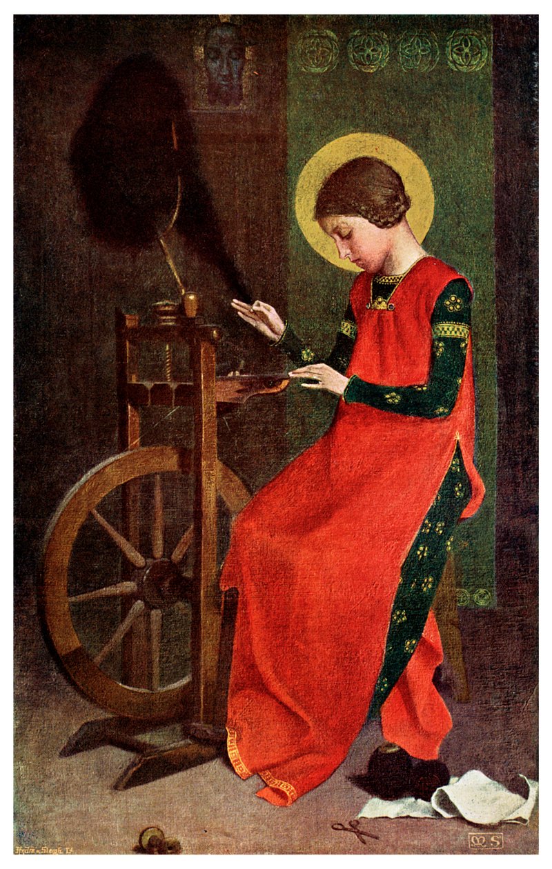 St. Elizabeth af Ungarn spinder uld for de fattige, 1901 af Unbekannt