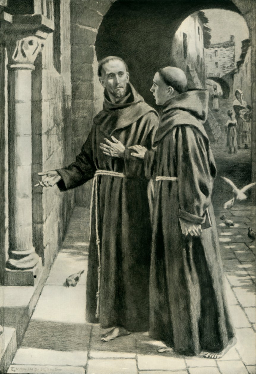 Sankt Frans af Assisi og den unge munk vender tilbage fra en prædiketur, 1936. af Unbekannt
