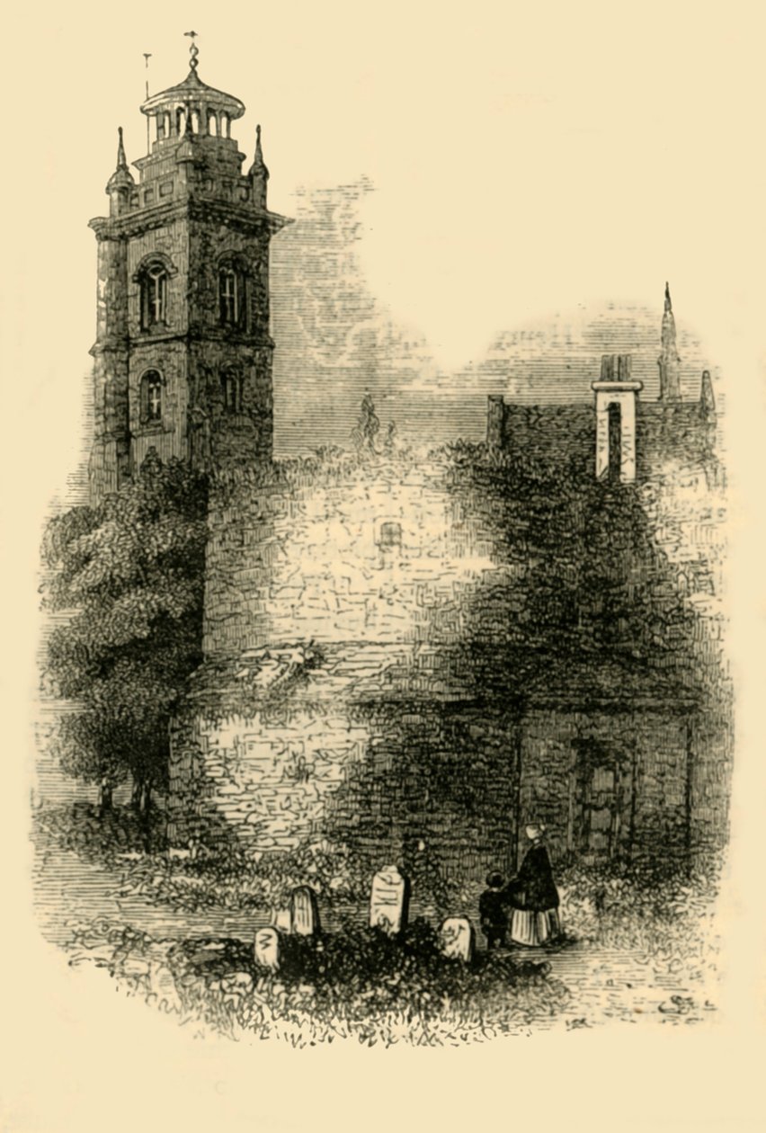 St. Giles, Cripplegate, viser den gamle mur, c1872. af Unbekannt