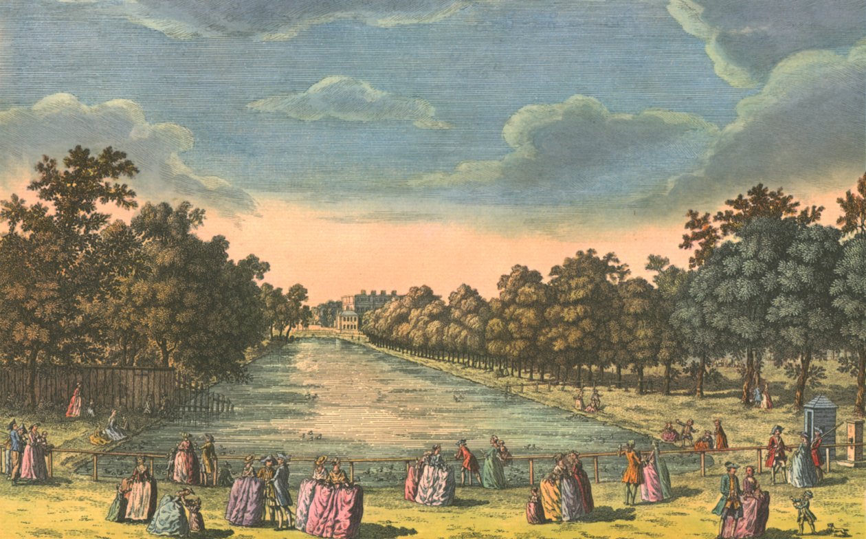 St James Park & Buckingham House, c1763. af Unbekannt