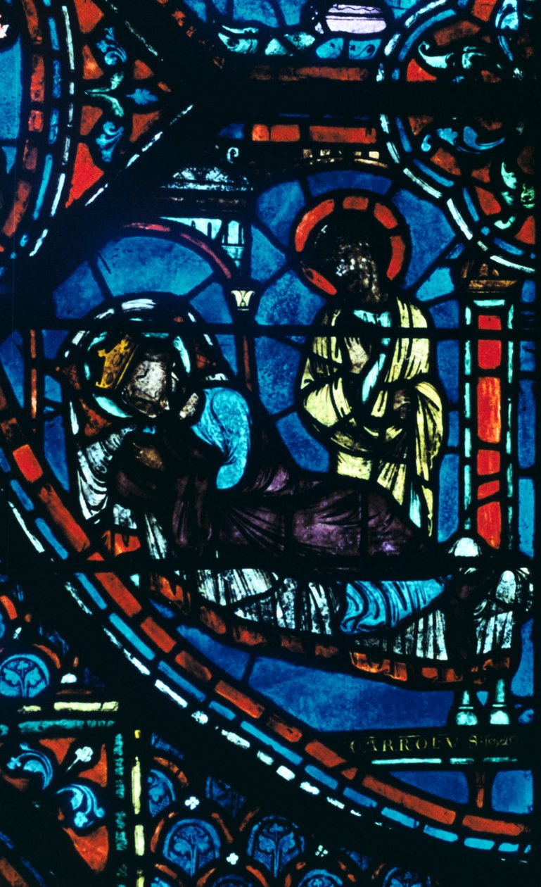 Sankt Jakob viser sig for Karl den Store i en drøm, farvet glas, Chartres Cathedral, Frankrig, c1225 af Unbekannt