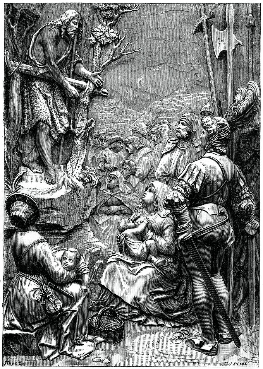 St John the Baptist Preaching in the Desert, 1500-tallet, 1870 af Unbekannt