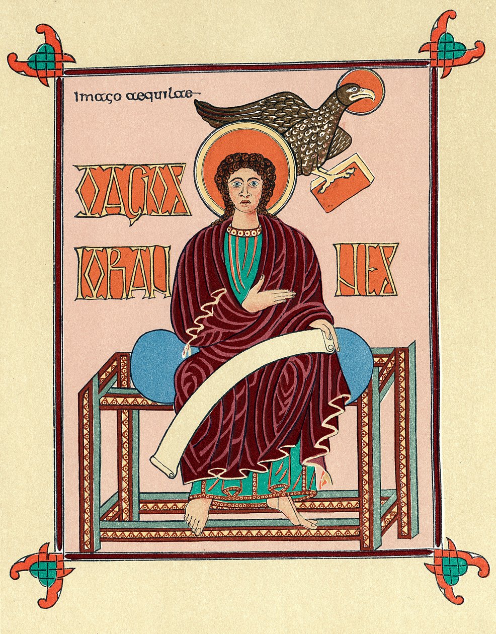 St John the Evangelist fra Lindisfarne Durham Gospel Book, c720 af Unbekannt
