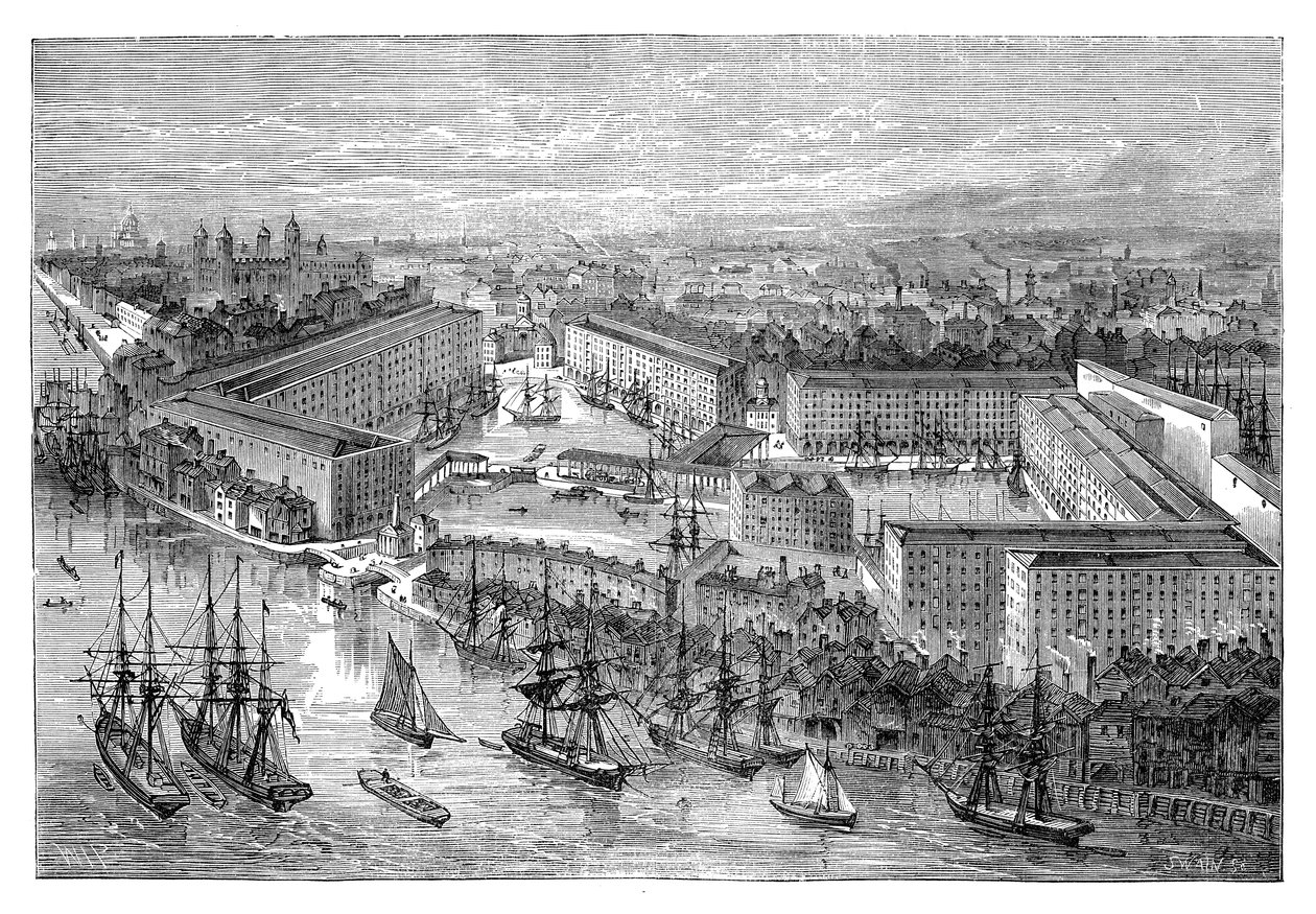 St Katherines Docks, London, slutningen af det 19. århundrede af Unbekannt