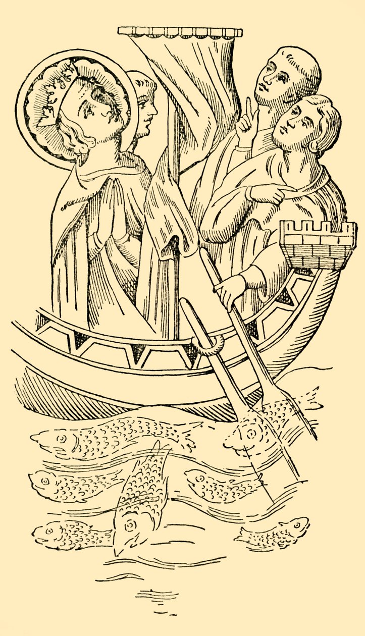 St. Louis, konge af Frankrig, krydser havet til det hellige land, 1200-tallet, c1930. af Unbekannt