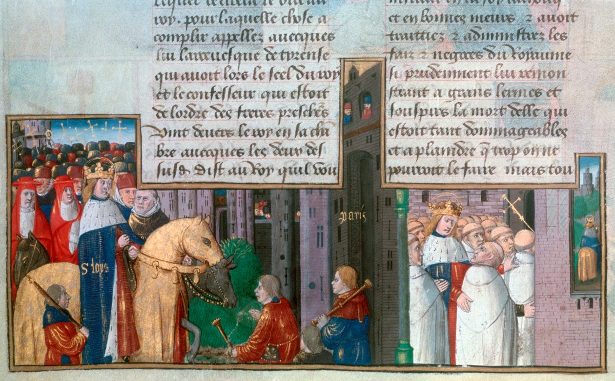 St. Louis vender tilbage til Paris, og St. Louis blandt præsterne, midten af 1200-tallet, 1400-tallet af Unbekannt