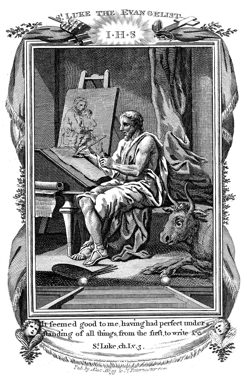 Evangelisten Lukas skriver sit evangelium, c1808 af Unbekannt
